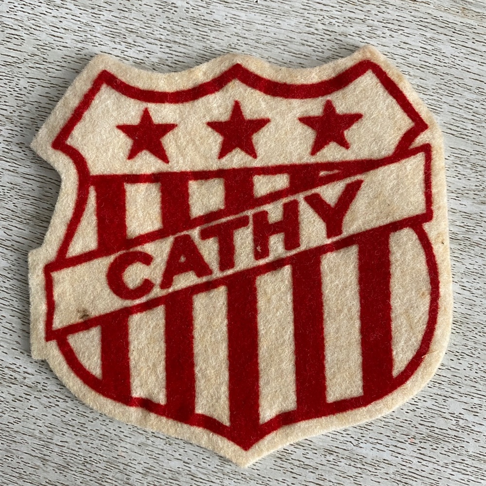 Vintage Sweater Varsity Name Patch The Felt Crafters “ Cathy “ 1940s-50s
